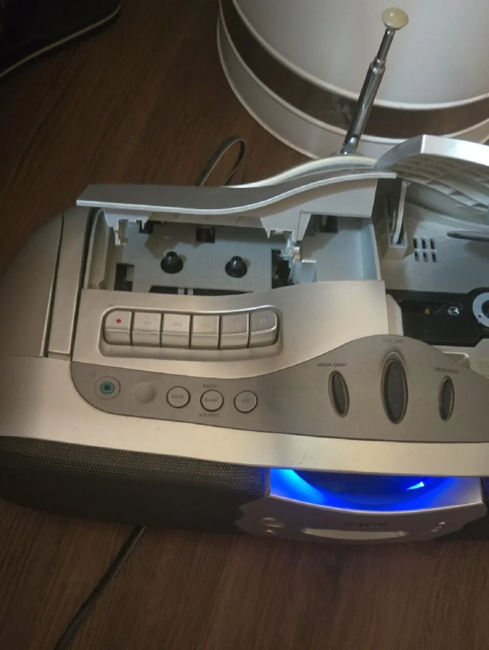 Sony Silver and Blue Portable Boombox CD Player Cassett AM/FM Radio